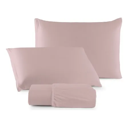 Jogo De Cama Queen C/ Elástico Malha 100% Algodão 03 Peças