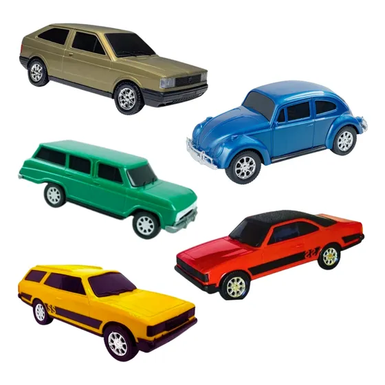 Kit 5 Carros Brinquedo Fusca Gol Opala E Antigos Clássicos
