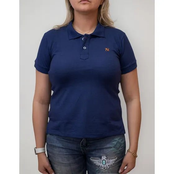 Camiseta Polo Feminina Azul Marinho Keep Roping