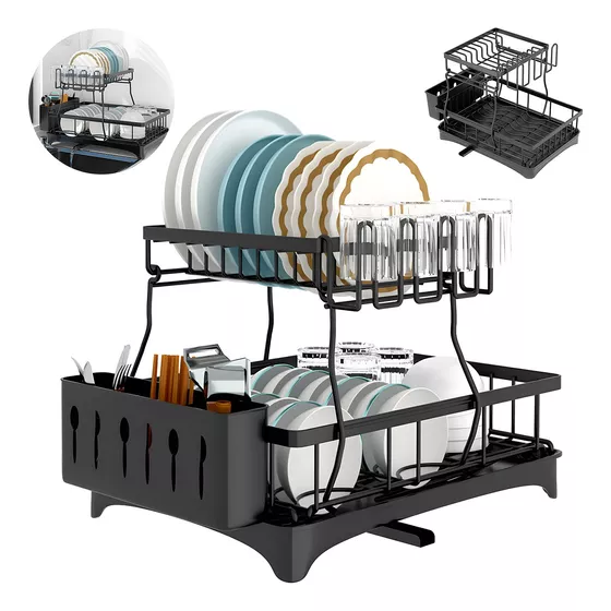 Escurridor De Platos 2 Niveles Con 360° Drenaje Dutomático
