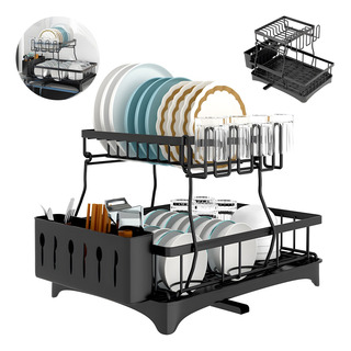 Escurridor De Platos 2 Niveles Con 360° Drenaje Dutomático Escurridor De Platos 2 Niveles Con 360° Drenaje Dutomático