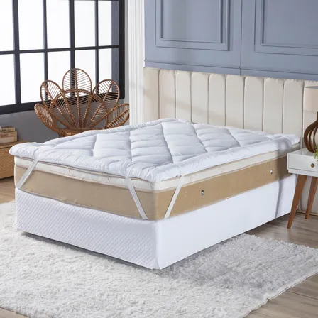 Pillow Top Protetor Colchão Cama Casal Queen 400 Fios Toque Macio Casa Dona Branco Liso