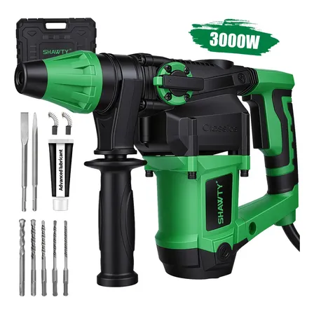 Shawty® Taladro Rotomartillo Cincelador 3000w Sds-plus Rotomartillo Perforador Cincelador Demoledor Rompedor Electrico,... Verde