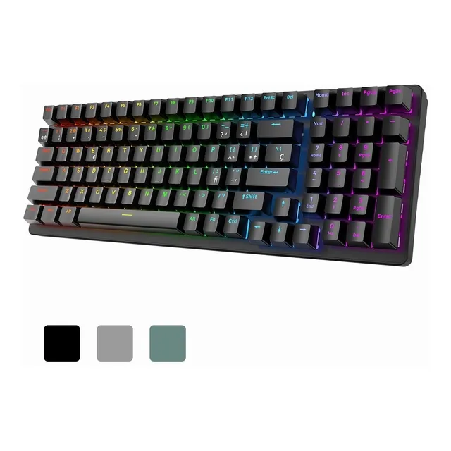 Free Wolf K3 Teclado Gamer Mecánico Teclado Con Cable QWERTY Eje Verde Español Color Negro Con Luz RGB