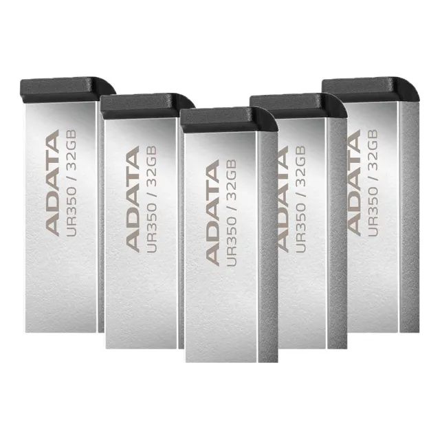 Kit 5 Memoria Usb Resistente 32gb Adata Ur350 Metalica 3.2 Color Plateado Lisa