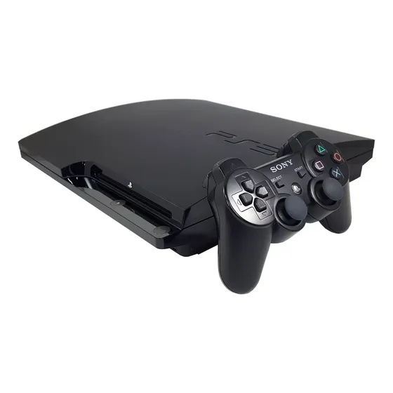 Playstation 3 Ps3 Slim + Control Genérico Inalámbrico Negro (Reacondicionado)