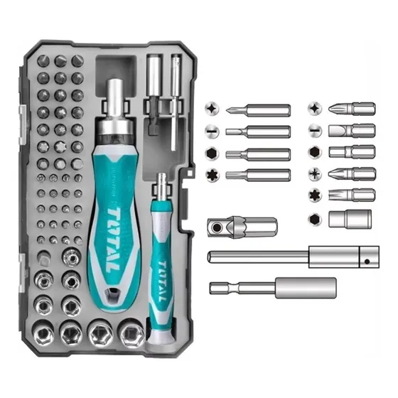 Punta Destornillador Jgo X 55pz + Ratchet Tacsd30556 Total