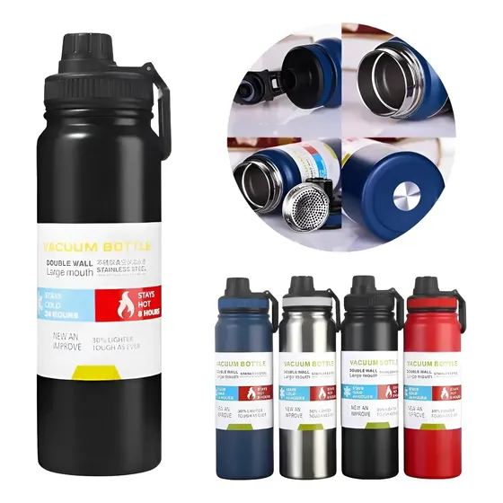 Garrafa Térmica 800ml Água Inox Academia Quente E Frio Preto