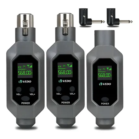 Xlr Conversor Microfone Sem Fio Uhf 1 Transmissor 2 Receptor Preto