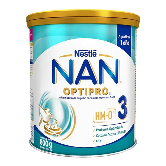 Nestlé Nan Optimal pro 3 leche de fórmula en polvo sin tac en lata de 1 de 800g