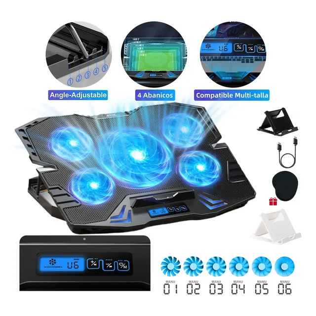 Bases Enfriadoras Para Laptop Gamer Con Luz Led Lcd Toque