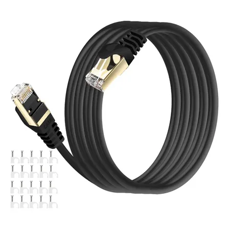 Cabo De Rede Cat8 15 Metros 40gbps 2000mhz Blindado Sftp Com Cobre Ofc Para Ps5 Instalação Residencial Gamer E Infraestrutura De Redes