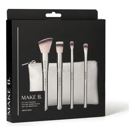 Kit Pincel De Maquiagem Make B. Essentials O Boticário Cor Prateado