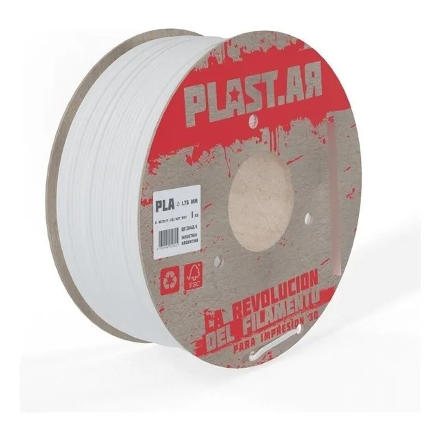 Filamento Impresora 3d Plastar Pla 1,75mm 1 Kg Color Blanco
