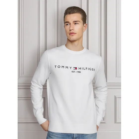 Moletom Tommy Hilfiger Masculino Fleece Logo Crewneck Branco