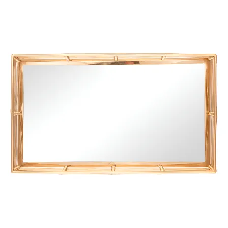 Bandeja Decorativa Aço Inox Com Espelho Dourada Wolff N/a