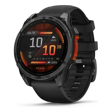 Reloj Garmin Fenix 8, 47 mm, Amoled, gris pizarra, correa negra, bisel blanco