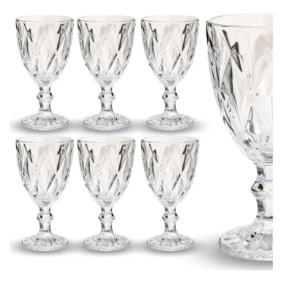 Jogo 6 Taças Vidro 330ml Diamond Transparente