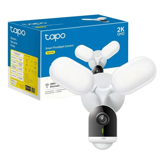 Cámara De Seguridad Con Reflector Exterior Tapo C720 2k 4mp Color Blanco
