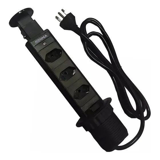 Torre De Tomada Multiplug Com 3 Tomadas Preto Renna