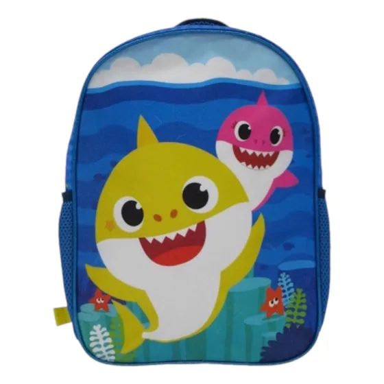 Mochila Escolar Disney Shark Color Celeste Diseño De La Tela Baby Shark