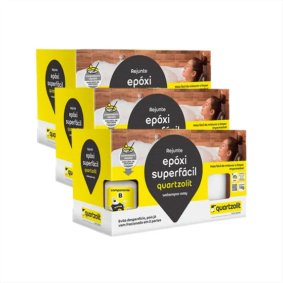 Rejunte Epóxi Super Fácil 1kg Anti-mofo - Kit C/3 Cores 