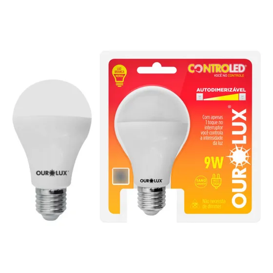 Kit 3 Lâmpada Bulbo Autodimerizável 9w Biv Quente Ourolux