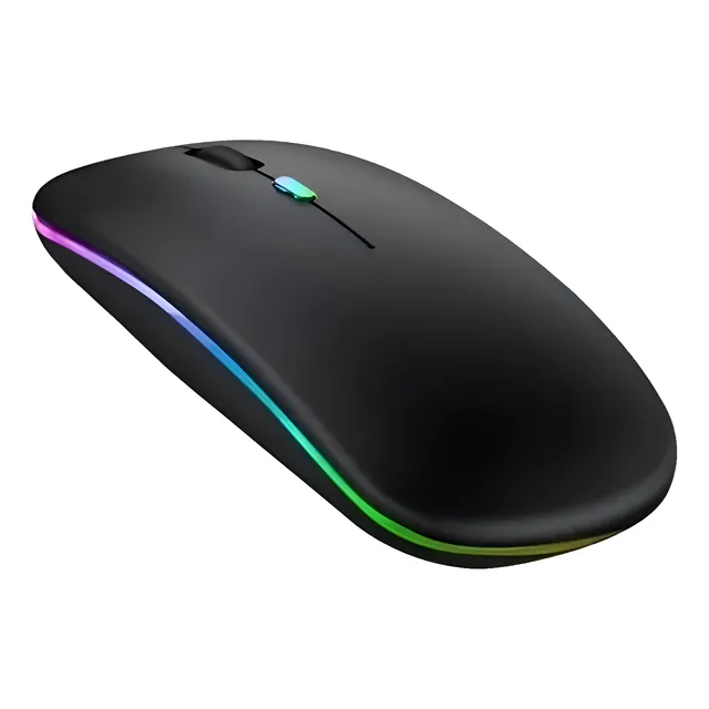 Mouse Inalambrico Bluetooth Recargable Led Rgb Negro