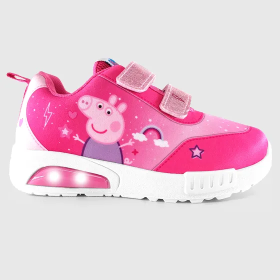 Zapatillas Footy Peppa Pig Con Luz Abrojo Led Niñas