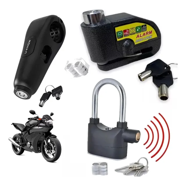 Set Candado Para Moto Traba Volante + Traba Disco Antirobo