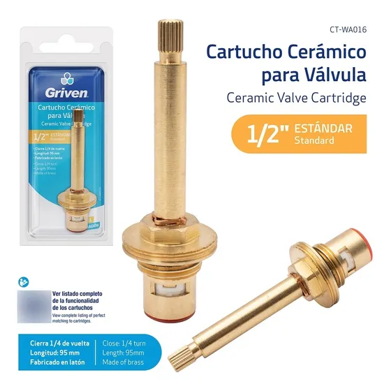 Vástago Cerámico Llave Ducha De Bronce 1/2 Longitud 95mm