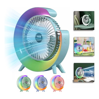 Ventilador Portátil De Escritorio Recargable Usb Con Luz Rgb Ventilador Portátil De Escritorio Recargable Usb Con Luz Rgb