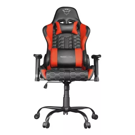 Silla de escritorio Trust GXT 708 gamer ergonómica  negra y roja con tapizado de cuero sintético