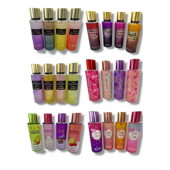 Kit 5 Perfume Body Mist Corporal 250ml Fragancia Loción