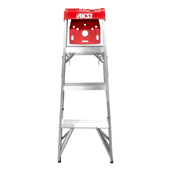 Escalera Tijera Aksi Tipo Iii Aluminio 3 Escalones Charola Color Plateado
