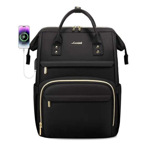 Mochila Mujer Espacio Para Laptop 15.6 Pulgadas Negra Comoda