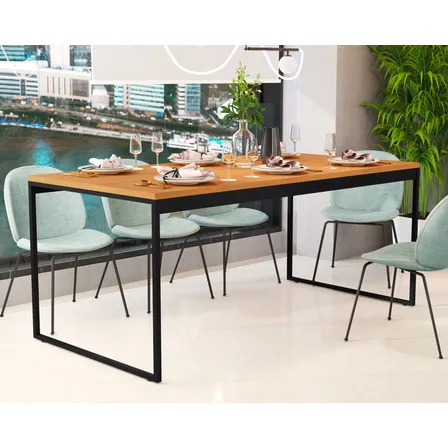 Mesa Jantar 8 Lugares Industrial Pés Metal 160x80 Cm Grande