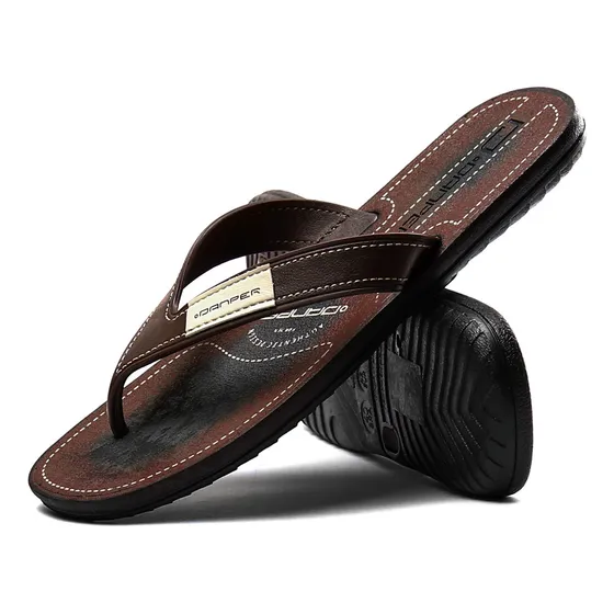 Chinelo Masculino Couro Ecológico Ortopédico Confortável
