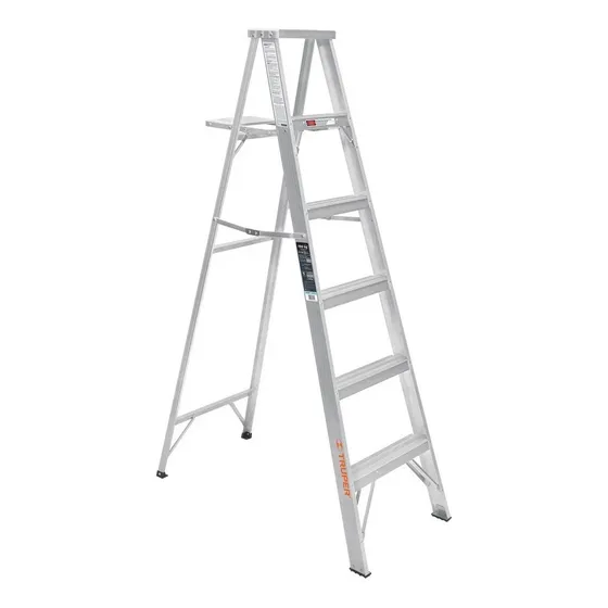 Escalera 5 Pasos Truper Tijera ESTA-35 En Aluminio Con Bandeja 10439 Color Plateado