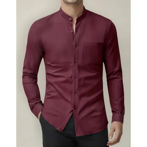 Camisa Cuello Mao Colores Slim Fit Entallada
