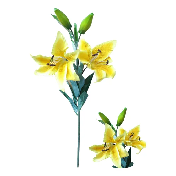 Vara Flor Artificial Lirio O Lilium 2 Flores Y 2 Pimp. 78cm