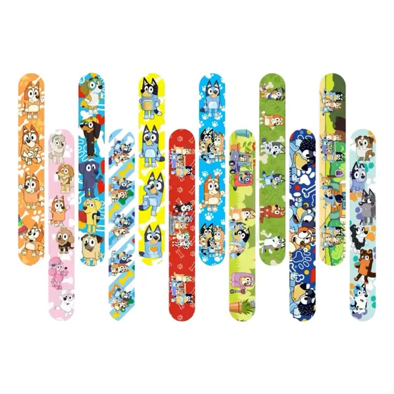 Pack 12 Pulseras Cumpleaños Diseño Bluey Niños Fiestas