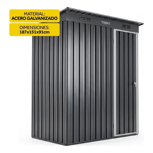 Cobertizo Exterior Deposito Armario Galpón Trent 187x151x91 Caseta Obrador Acero Gris Oscuro