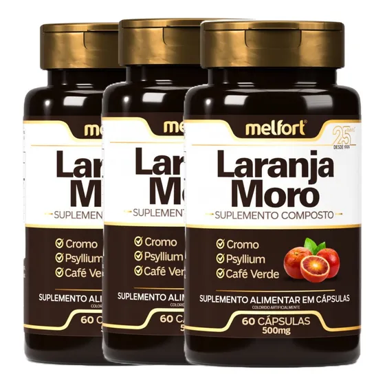 Laranja Moro Com Café Verde Psyllium Cromo 180 Cápsulas