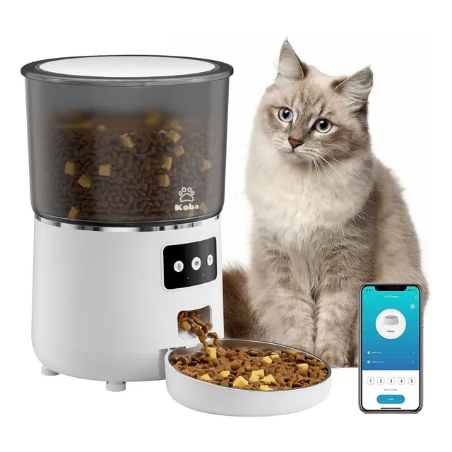 Dispensador Alimentador Automático Perro Gato Wifi 4l Blanco