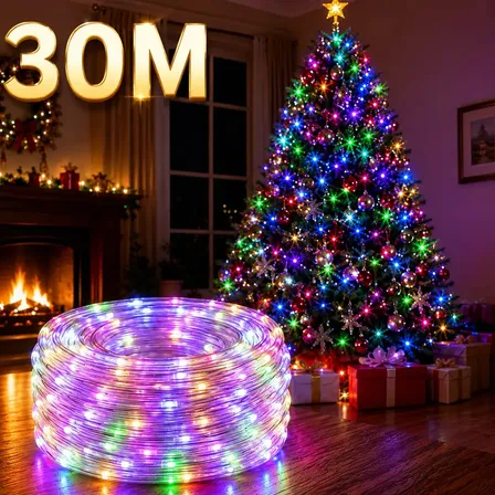30m Cordão De Luz 300leds Fio De Fada Pvc Bivolt Prova Dágua Luzes RGB
