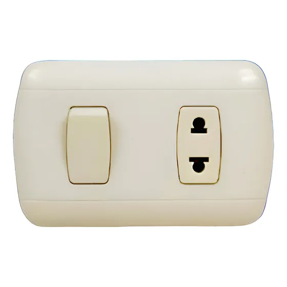  Interruptor Sencillo + Tomacorriente Semilic Beige