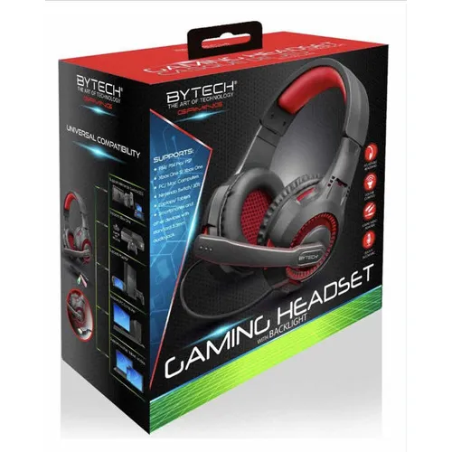 Auriculares Audifono Gaming C/ Micrófono Bytech 101-ac Negro Color NEGRO CON ROJO
