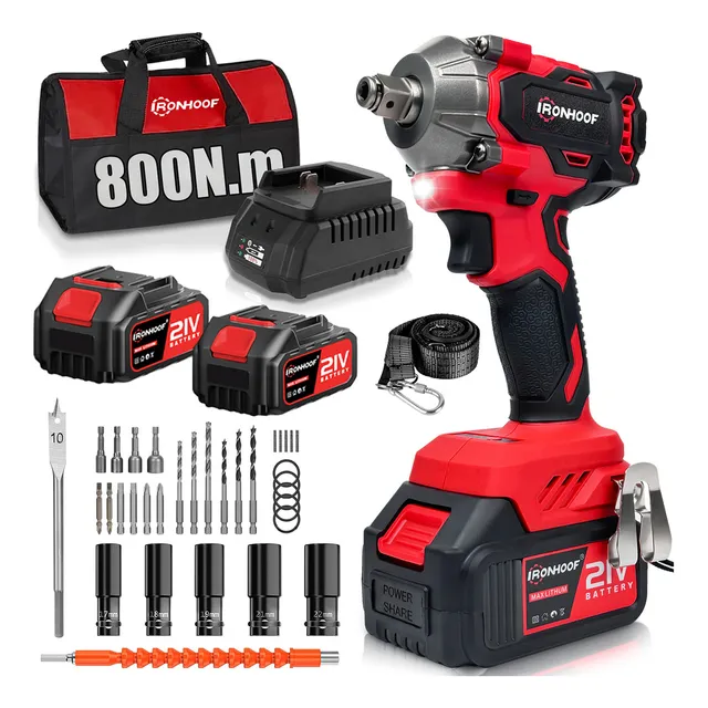 Llaves De Impacto Inalámbrica Taladro Destornillador 2 En 1 Color Rojo