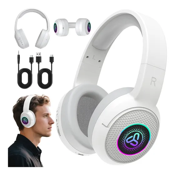 Audifonos Inalambricos Con Microfono Bluetooth De Ruido Color Blanco